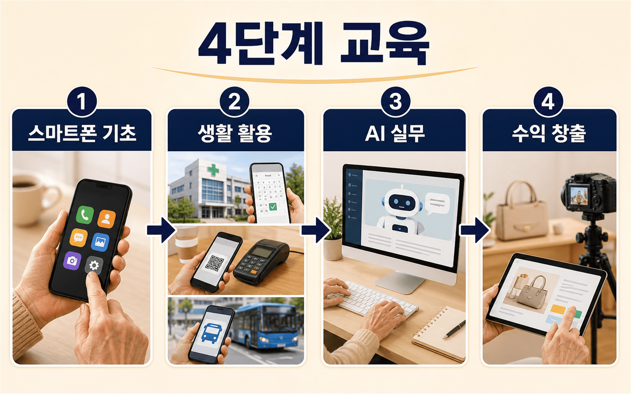 스마트폰 기초부터 수익 창출까지 이어지는 4단계 교육 로드맵